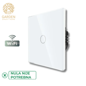 Pametni prekidač slw (nije potrebna „nula“ žica) – 1 taster – stakleni panel (bijela, crna, siva, krem)