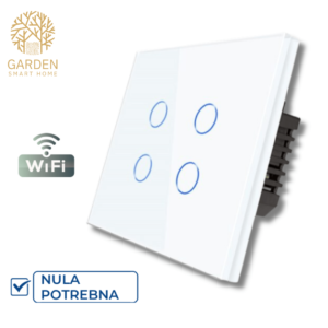 Pametni prekidač 4 tastera – stakleni panel (bijela, crna, siva, krem)
