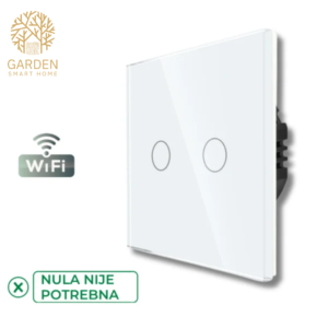 Pametni prekidač slw (nije potrebna „nula“ žica) – 2 tastera – stakleni panel (bijela, crna, siva, krem)