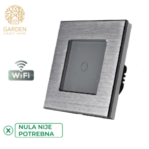 Pametni prekidač slw (nije potrebna „nula“ žica) – aluminijumski panel, 1 taster (sivi, crni, krem)