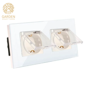 Utičnica sa zaštitom modularna dupla – stakleni panel